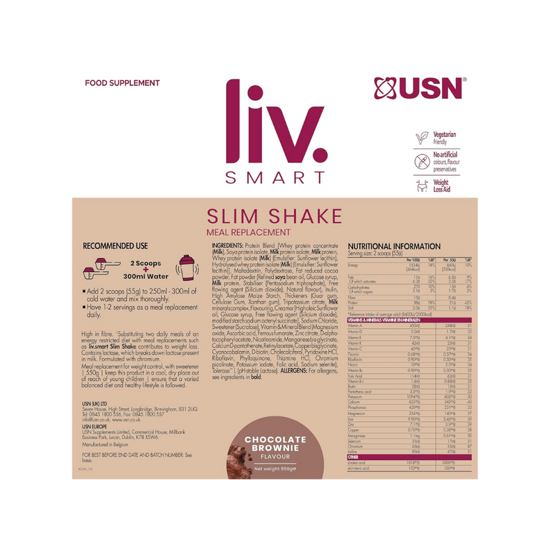 USN Liv.SmartSlim Shake Meal Replacement Chocolate 550g