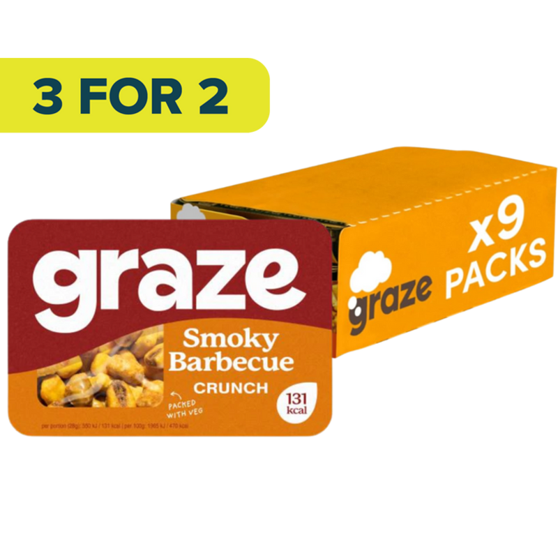 Graze Smoky BBQ Crunch 28g - Case of 9 Packs