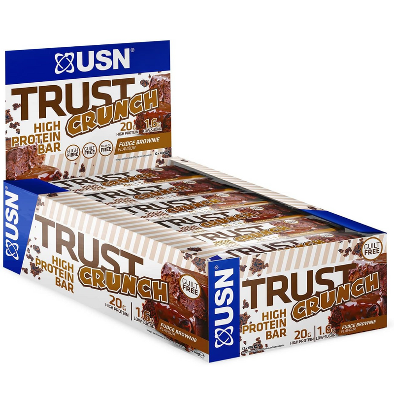 USN Trust Crunch Fudge Brownie Flavour High Protein Bar 60g - Case of 12
