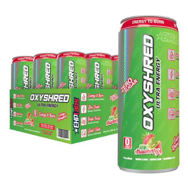 EHP Labs Oxyshred Zero Sugar Energy Drink Kiwi & Strawberry 355ml - Case of 12