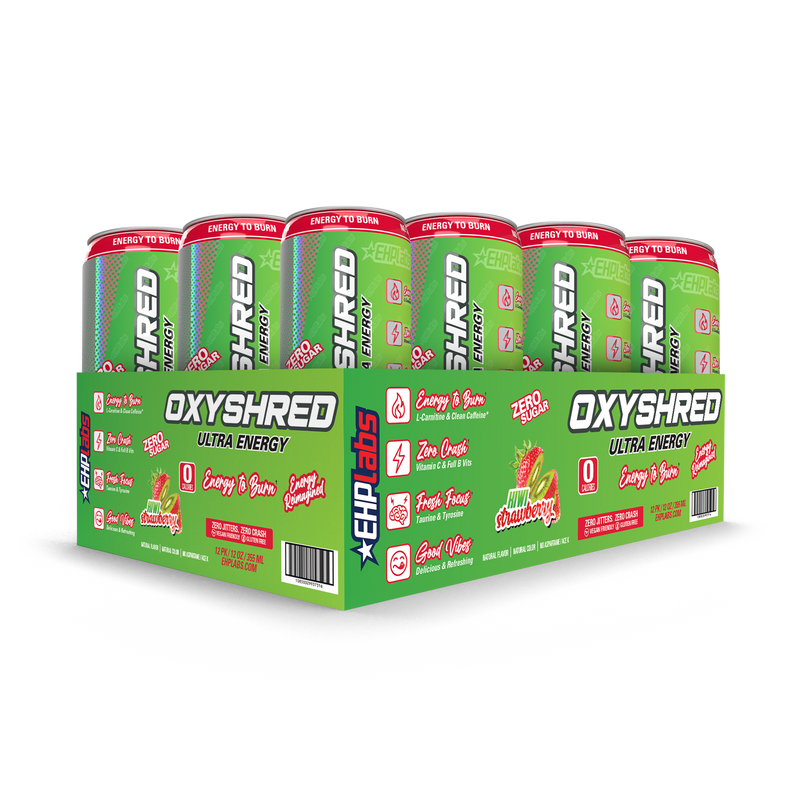 EHP Labs Oxyshred Zero Sugar Energy Drink Kiwi & Strawberry 355ml - Case of 12