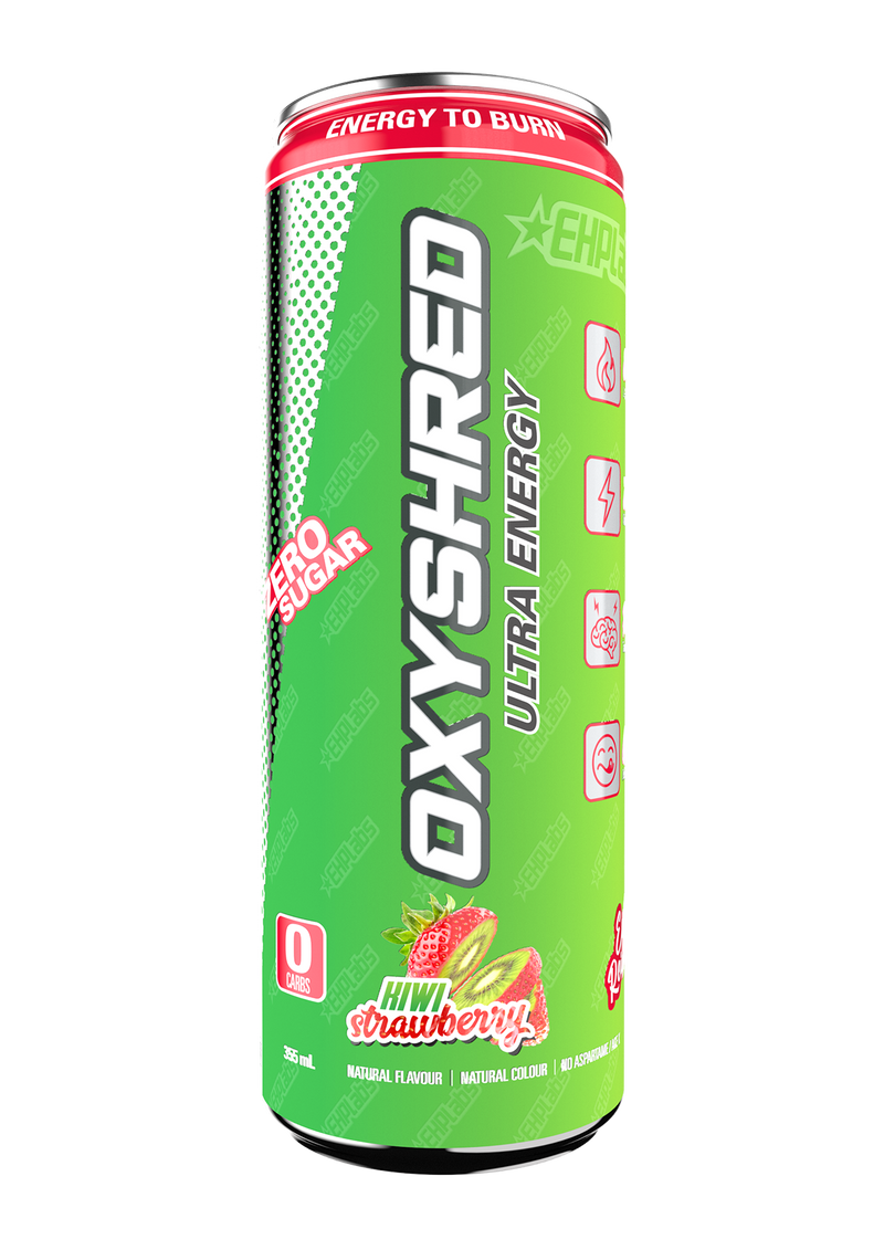 EHP Labs Oxyshred Zero Sugar Energy Drink Kiwi & Strawberry 355ml - Case of 12