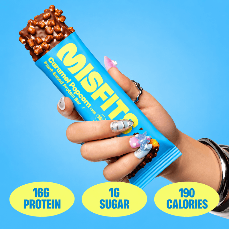 Misfits Caramel Popcorn Protein bars 50g - Case of 15
