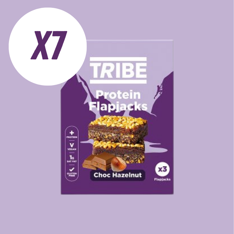 Tribe Choc Hazelnut Protein Flapjacks (3 x 38g Multipack) - Case of 7 (21 bars total)