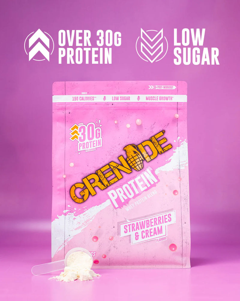 Grenade Strawberries & Cream Protein Powder 2kg (50 servings)