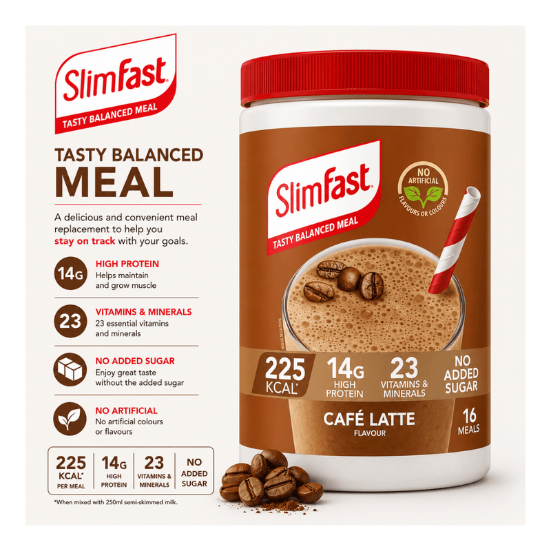 SlimFast Cafe Latte Flavour Meal Replacement Shake Powder 584g