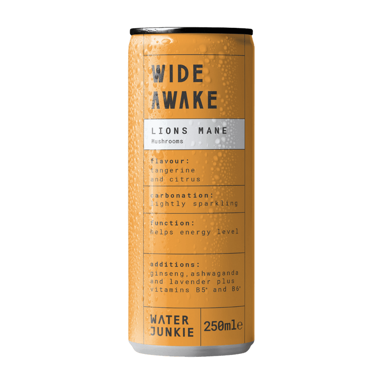 WaterJunkie Tangerine & Citrus Sparkling Lions Mane Mushroom Drink 250ml Case of 12