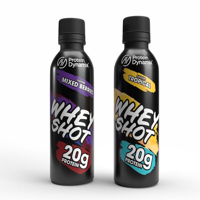 Protein Dynamix Whey Protein Shot 100ml - Mixed case of 12 (6 x Tropical & 6 x Mixed Berry)