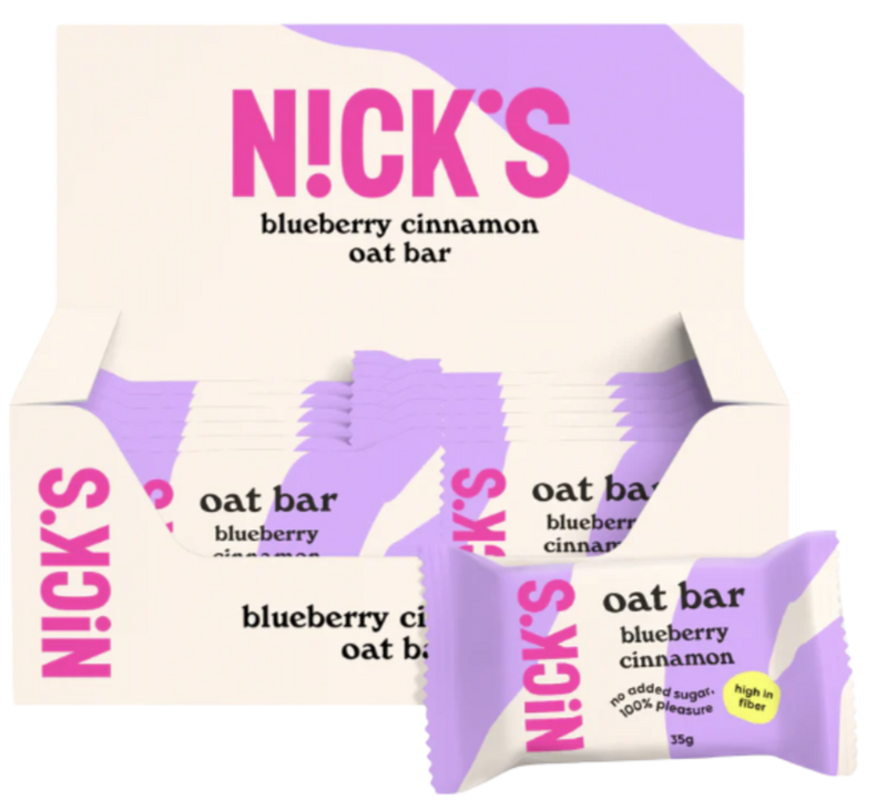 Nick's Blueberry Cinnamon flavour Oat bar 35g - Case of 12