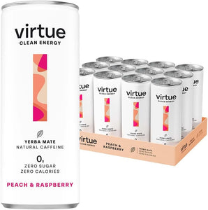 Virtue Peach & Raspberry Clean Energy Yerba Mate Drink 250ml - Case of 12