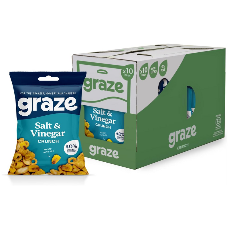 Graze Salt & Vinegar Crunch bag 35g - Case of 10 [Best Before: 31/01/2026]