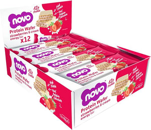 Novo Strawberry & Cream High Protein Wafers 40g - Case of 12