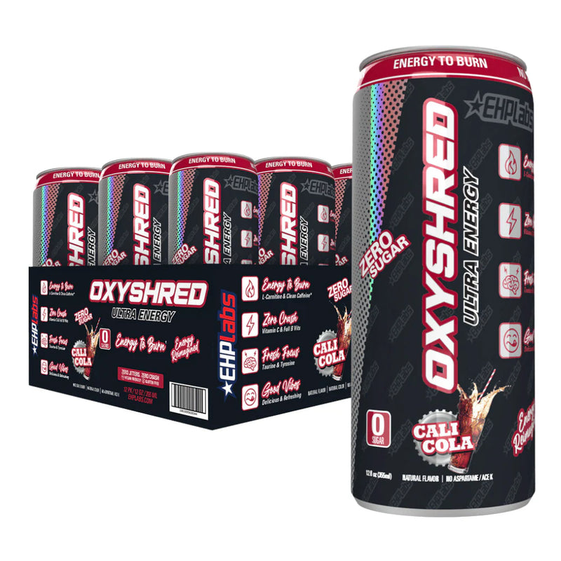 EHP Labs Oxyshred Zero Sugar Energy Drink Cali Cola 355ml - Case of 12 [Best Before: 22/10/2025]