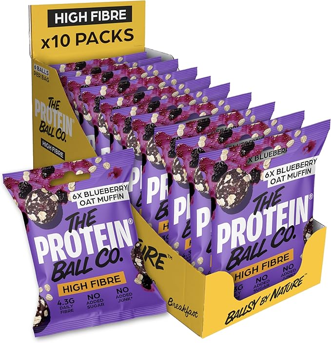 Protein Ball Co Blueberry Oat Muffin 45g - Case of 10 [Best Before: 01/01/2026]