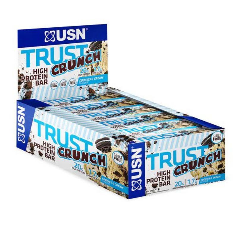USN Trust Crunch Cookies & Cream Flavour High Protein Bar 60g - Case of 12
