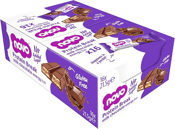 Novo Nutrition Chocolate Protein Break Bar 21.5g - Case of 16