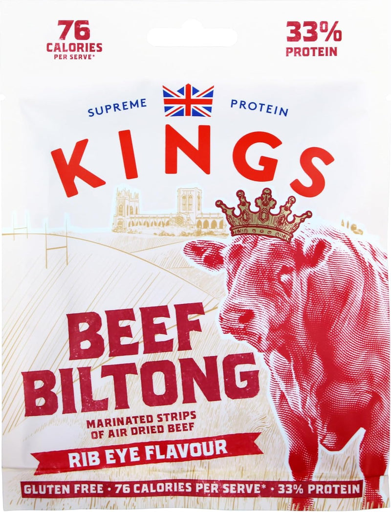 Kings Rib Eye Beef Biltong 35g - Case of 16 [Best Before: 15/02/2026]