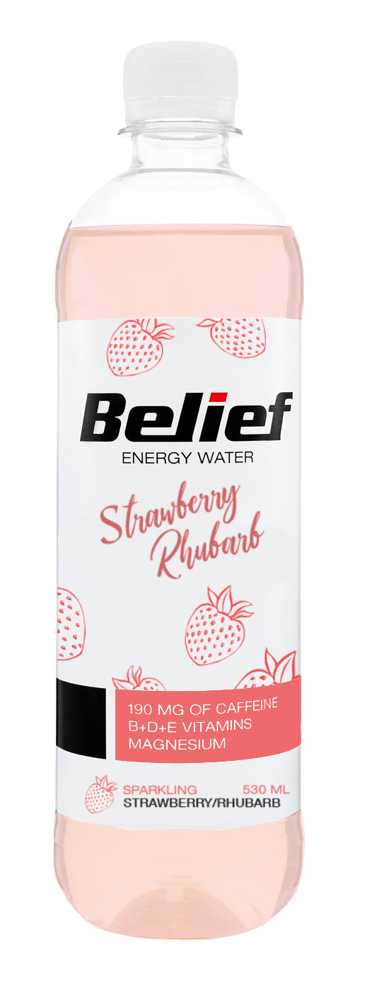 Belief Energy Water Strawberry Rhubarb 530ml - Case of 12
