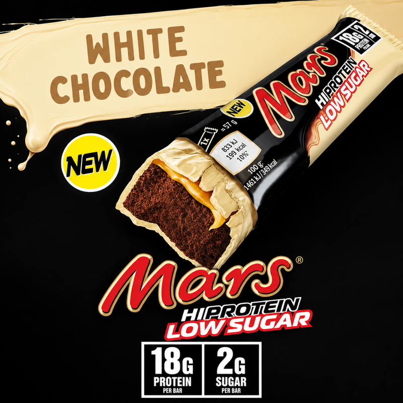 Mars Hi-Protein Low Sugar Protein bar White Chocolate 57g - Case of 12 [Best Before: 01/07/2026]