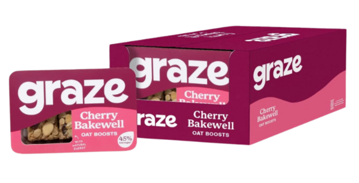 Graze Cherry Bakewell Oat Boosts 50g - Case of 9 [Best Before: 05/10/2025]