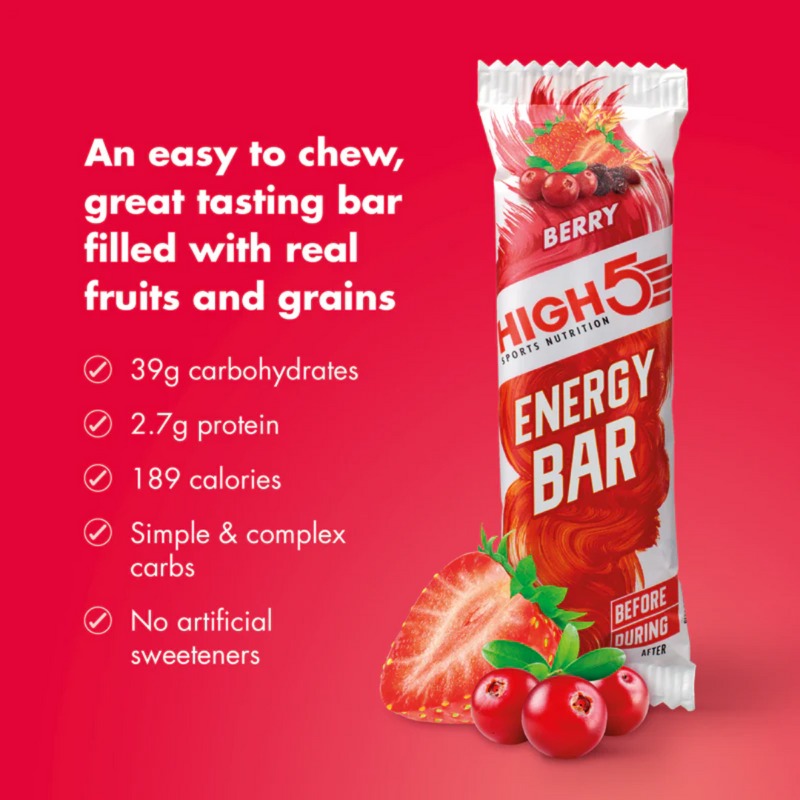 High5 Berry Flavour Energy bar 55g - Case of 12 [Best Before: 30/09/2025]