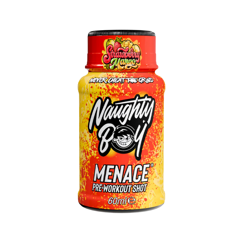Naughty Boy Menace Pre-Workout Shots Strawberry Mango 60ml - Case of 12 [Best Before: 31/05/2026]