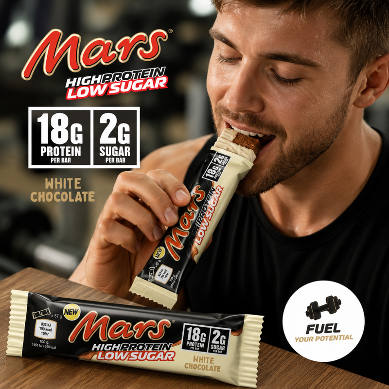 Mars Hi-Protein Low Sugar Protein bar White Chocolate 57g - Case of 12 [Best Before: 01/07/2026]