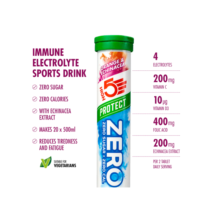 High5 Zero Protect Orange & Echinacea Immune Electrolyte Sports Drink tablets (20 tablets)