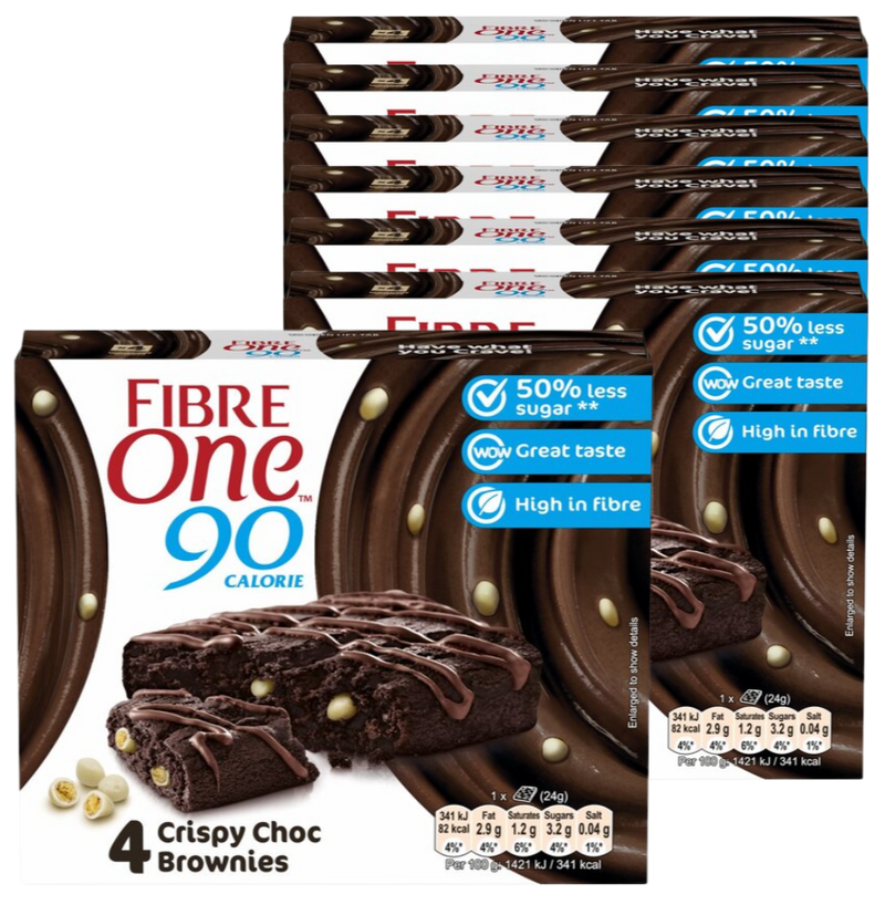 Fibre One 90 Cal Crispy Chocolate Brownie (4 x 24g bar multipack) - Case of 7 [Best Before: 09/07/2025]