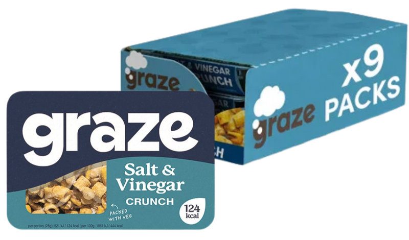Graze Salt and Vinegar Crunch 28g - Case of 9 [Best Before: 07/07/2025]