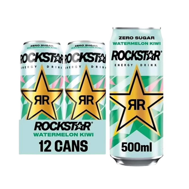 Rockstar Refresh Zero Sugar Energy Drink Watermelon Kiwi 500ml - Case of 12 [Best Before: 31/05/2025]