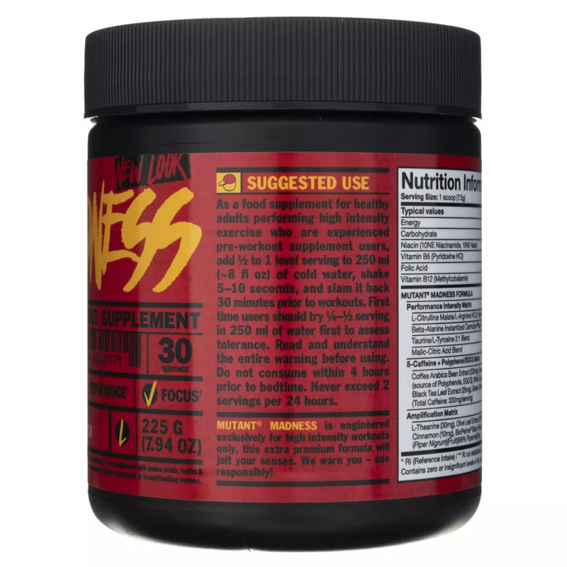 Mutant Madness Fruit Punch Flavour Pre-Workout Supplement 225g