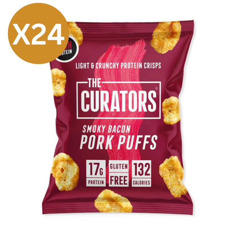 The Curators Original Smoky Bacon Pork Puffs 25g - Case of 24 [Best Before: 23/04/2025]