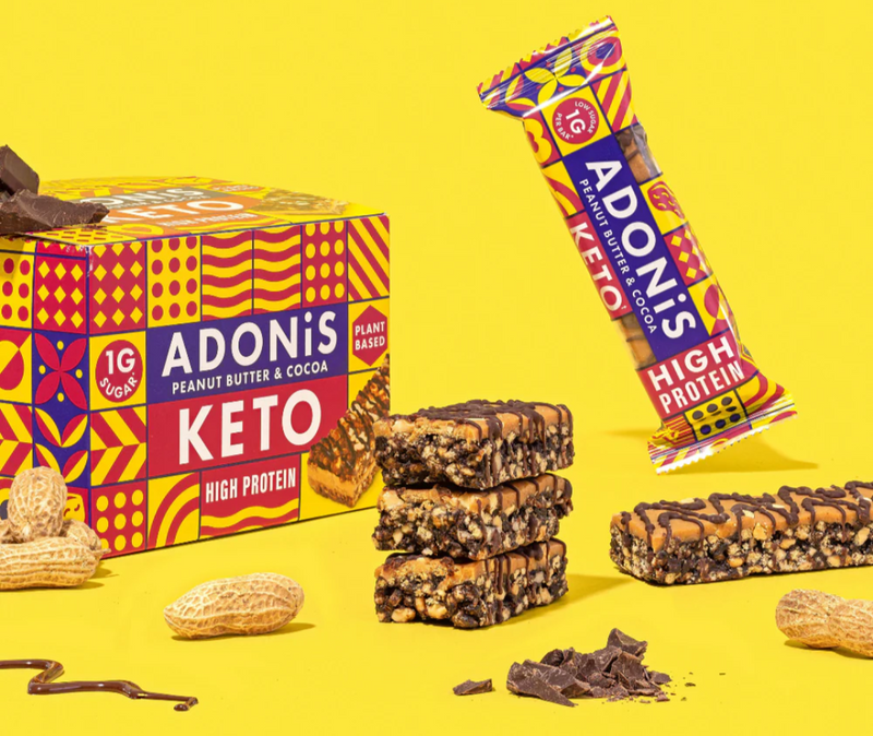 Adonis Peanut Butter & Cocoa Keto High Protein bars 45g - Case of 16 [Best Before: 06/09/2025]