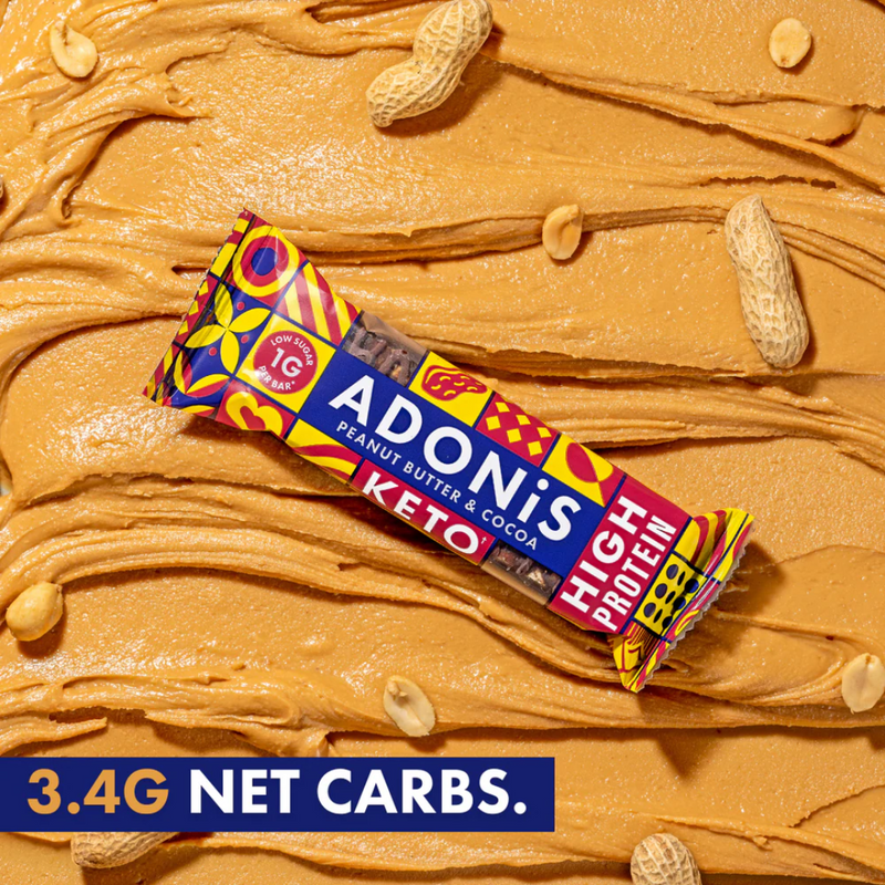 Adonis Peanut Butter & Cocoa Keto High Protein bars 45g - Case of 16 [Best Before: 06/09/2025]