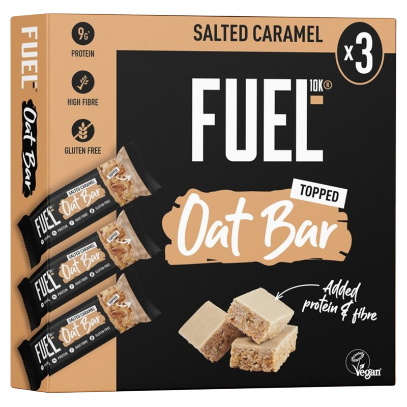 Fuel10k Salted Caramel Topped Oat bars (3 x 45g multipack) [Best Before: 19/10/2025]