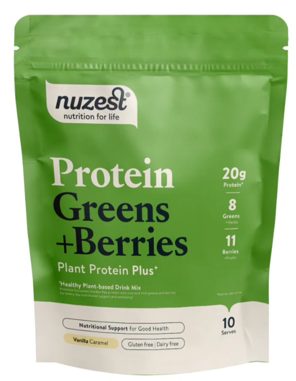 Nuzest Protein Plus Greens + Berries Vanilla Caramel 300g