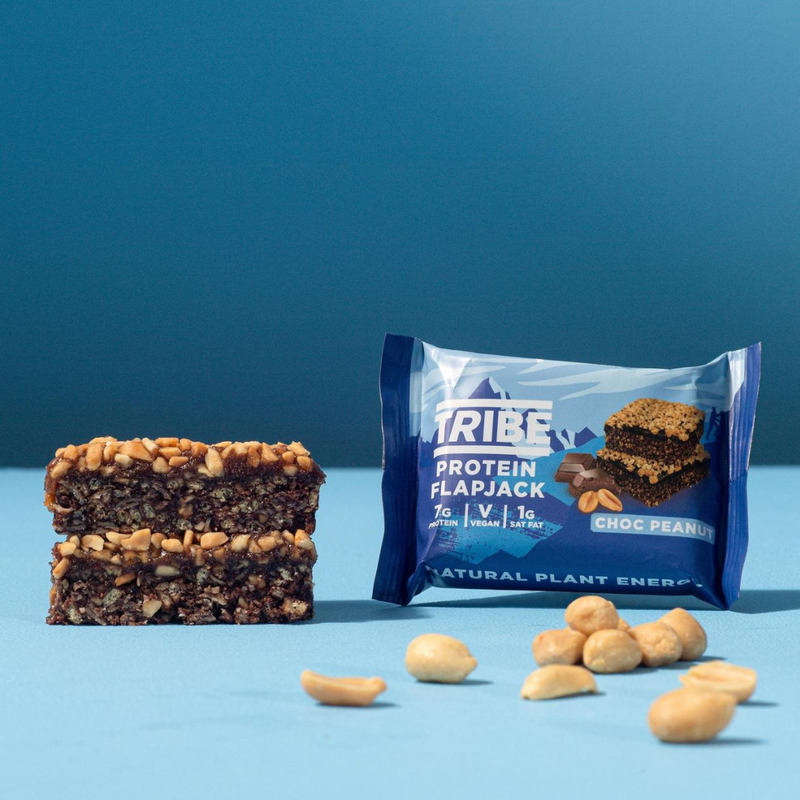 Tribe Chocolate Peanut Protein Flapjacks (3 x 38g Multipack) - Case of 7 [Best Before: 03/08/2025]