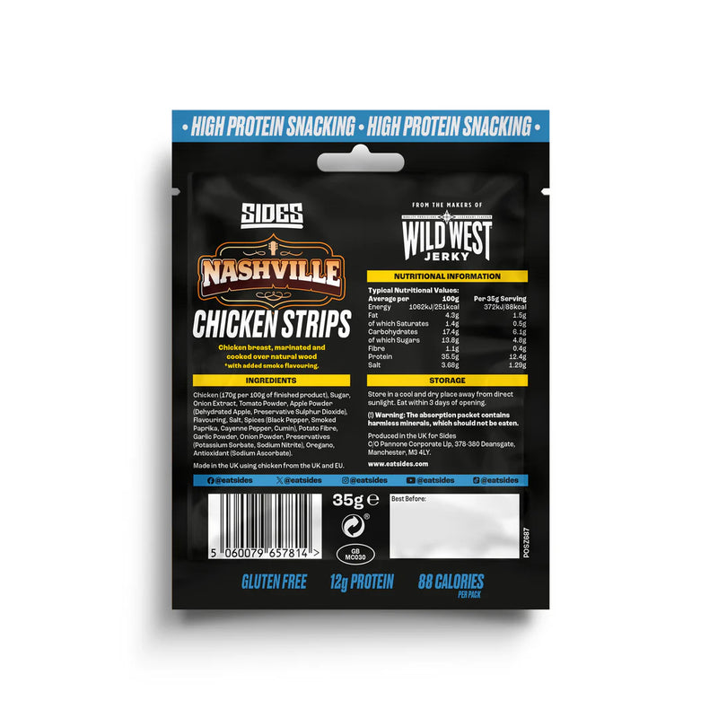 Sides Nashville Classic BBQ Flavour Chicken Strips 35g - Case of 16 [Best Before: 28/04/2026]