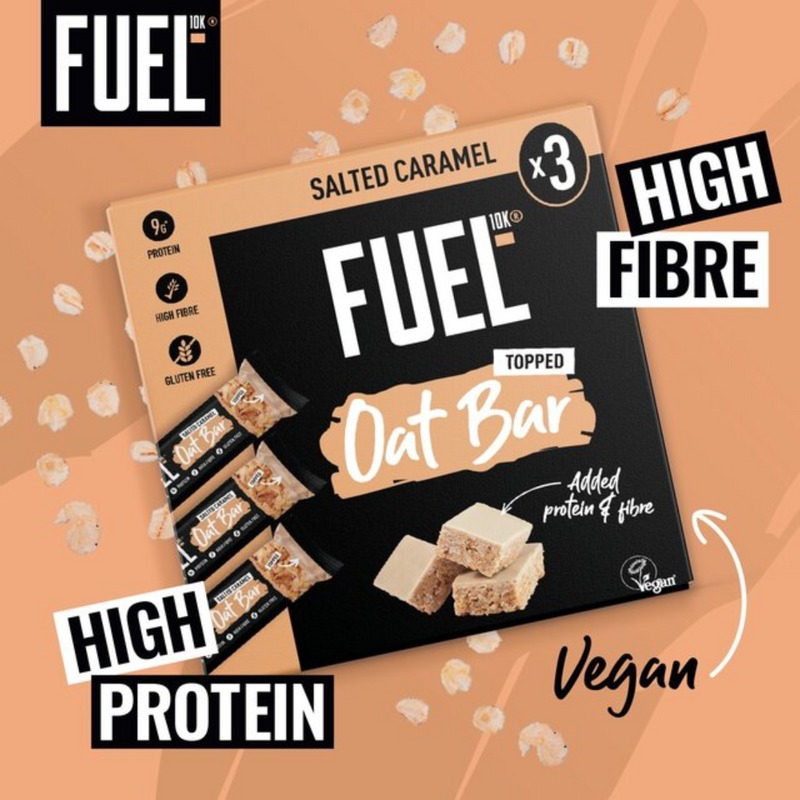 Fuel10k Salted Caramel Topped Oat bars (3 x 45g multipack) [Best Before: 19/10/2025]