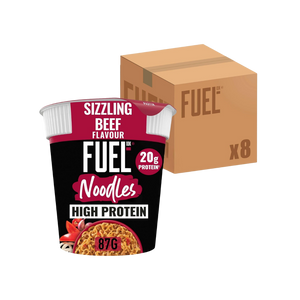 FUEL10K High Protein Sizzling Beef Noodle Snack Pot 87g - Case of 8 [Best Before: 31/05/2026]