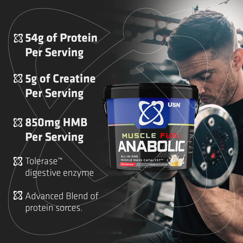 USN Anabolic Strawberry flavour Muscle Fuel 1.2kg [Best Before: 27/07/2025]