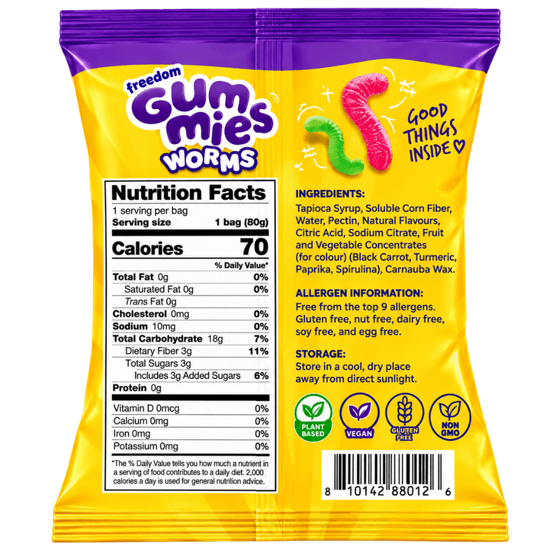 Freedom Gummy Worms 100g - Case of 10