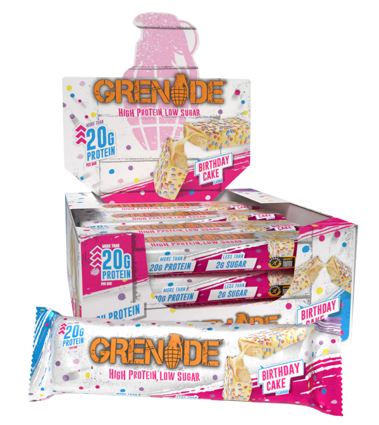 Grenade Birthday Cake Flavour Protein Bar 60g - Case of 12 [Best Before: 31/08/2026]