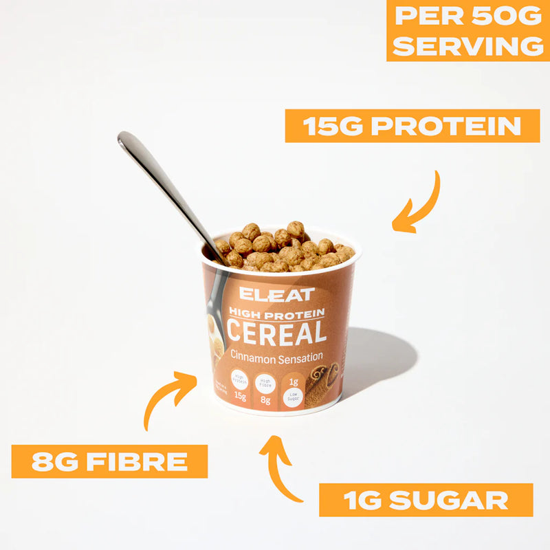 ELEAT Cinnamon Flavour High Protein Cereal 50g  - Case of 8