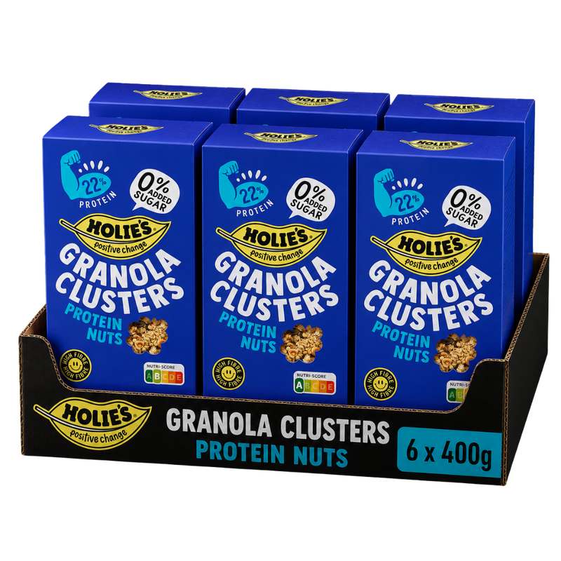 Holies Granola Clusters Protein Nuts 400g - Case of 6 [Best Before: 15/09/2026]