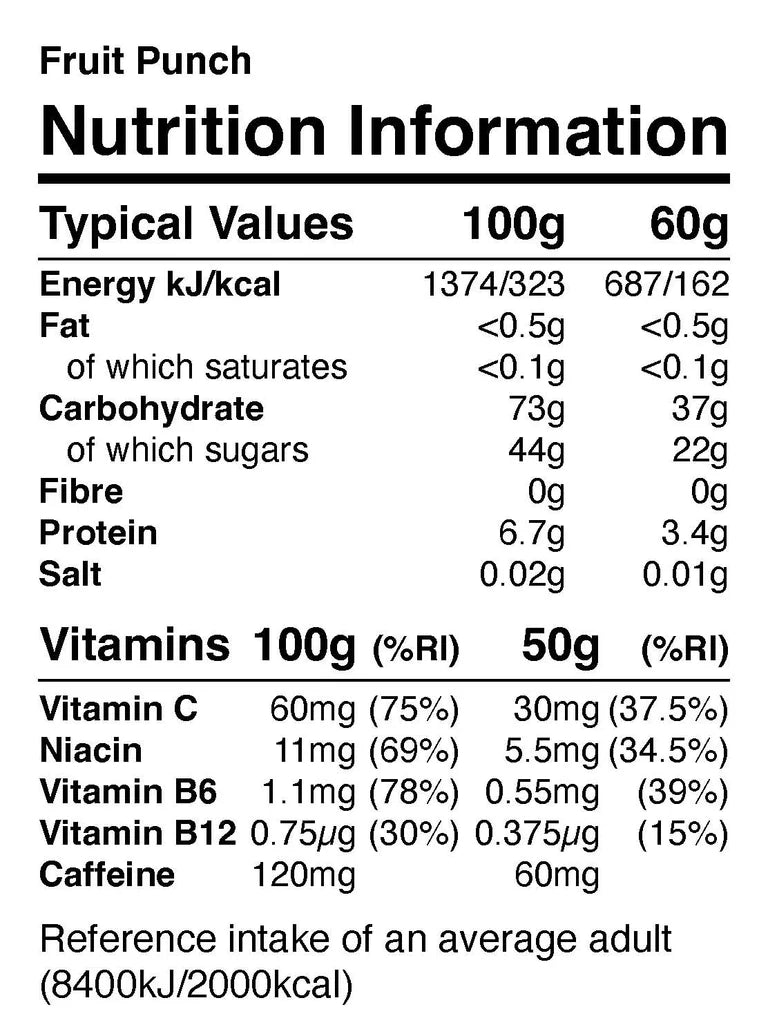 NutriFX Workfit Fruit Punch flavour Energy Gums (6 x 50g multipack) [Best Before: 23/10/2025]