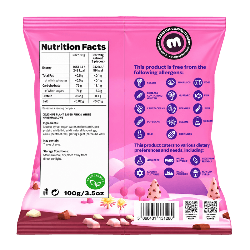 Freedom Vegantic Pink & White Marshmallows 100g -  Case of 10