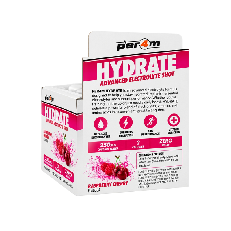 PER4M Hydrate Advanced Electrolyte Shot Raspberry Cherry 100ml - Case of 12
