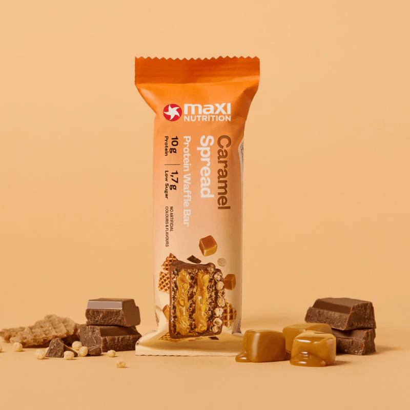 MaxiNutrition Caramel Spread Flavour Protein Waffle Bar 39g - Case of 12 [Best Before: 30/06/2026]